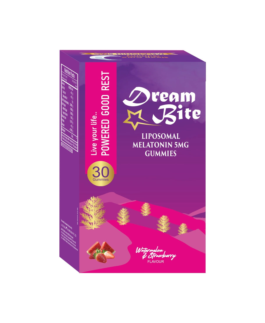 Box of Dream Bite Lipoosomal Melatonin gummies on a white background  from e-medicine medicine online
