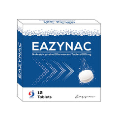 Eazynac N-Acetylcysteine Effervescent Tablets packaging on a white background  from e-medicine medicine online