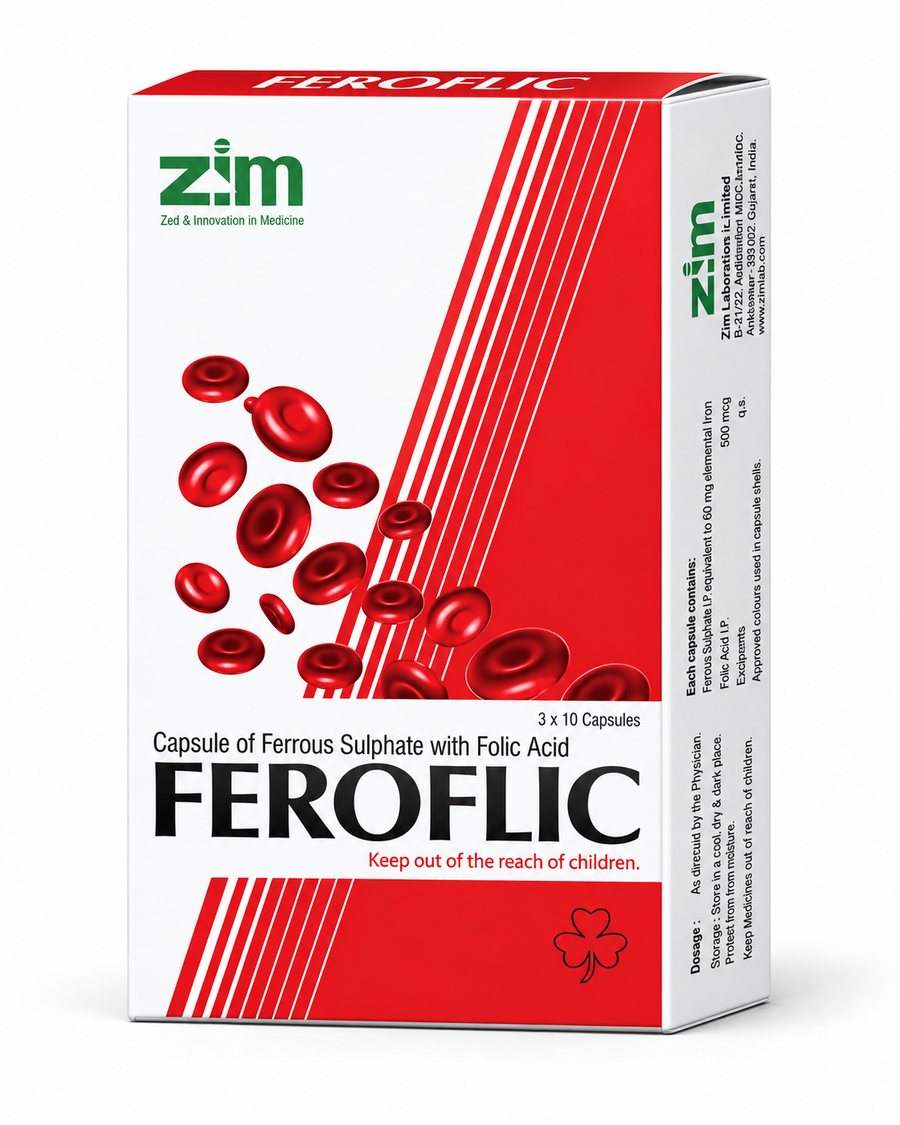 Feroflic Ferrous Sulphate with Folic Acid Capsules 30's