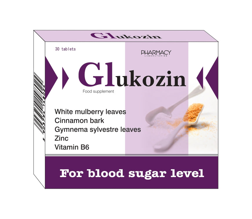 Glukozin food supplement box with purple and white design from e-medicin - your source for medicine online
