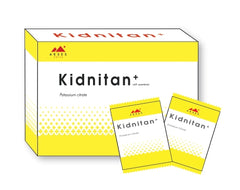 Box and packets of Kidnitan potassium chloride on a white background  from e-medicine medicine online