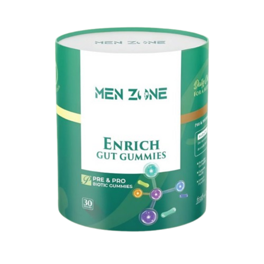 Men Zone Enrich Gut Gummies packaging on a white background from e-medicin medicine online uae