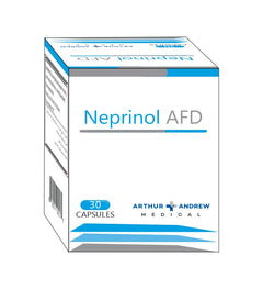 Box of Neprinol AFD capsules ani inflammatory enzymes by Arthur Andrew Medical on a white background  from e-medicine medicine online
