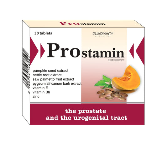 Prostamin supplement box with pumpkin seed extract on a white background from e-medicin - your source for medicine online
