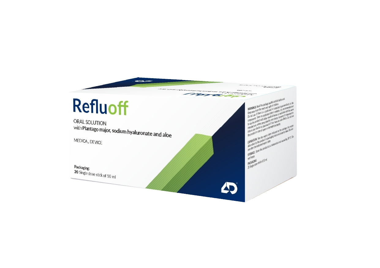 Box of Refluooff plantago on a white background e-medicine medicine online