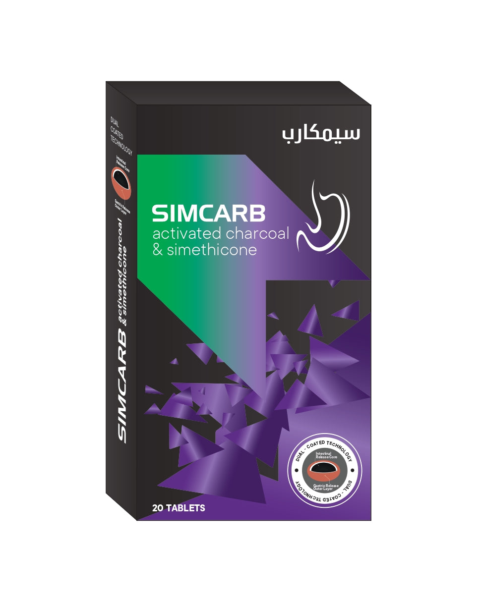 Simcarb Activated Charcoal and Simethicone Tablet 20's