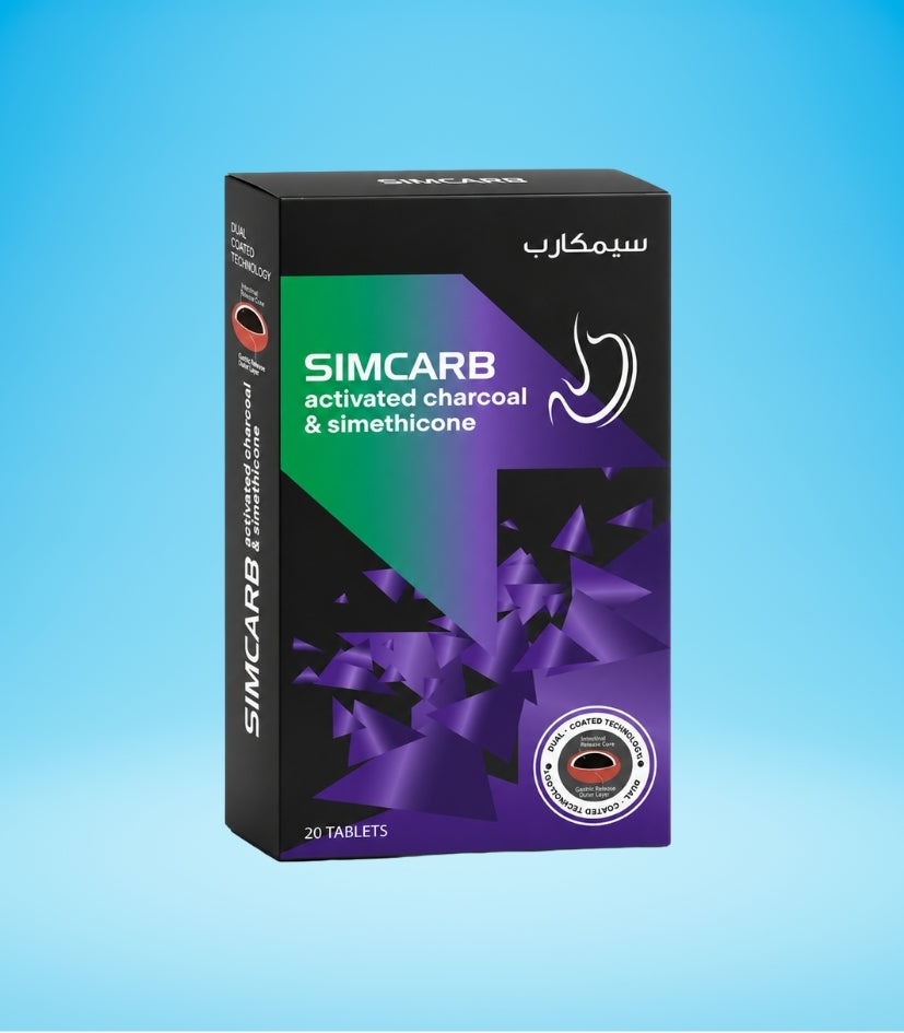 Simcarb Activated Charcoal and Simethicone Tablet 20's