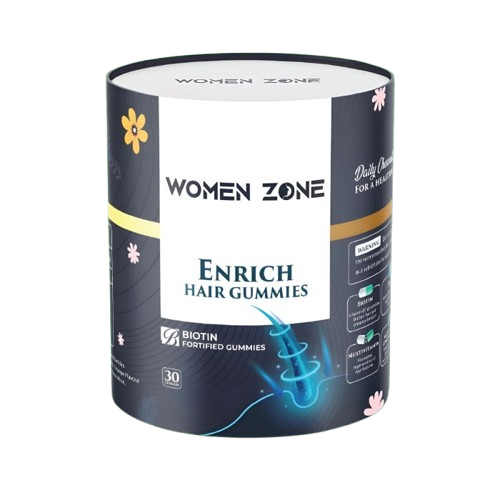 Women Zone Enrich Hair Gummies packaging on a white background  from e-medicine medicine online