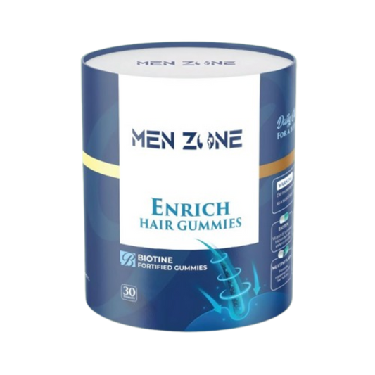 Men Zone Enrich Hair Gummies packaging on a white background  from e-medicin medicine online uae